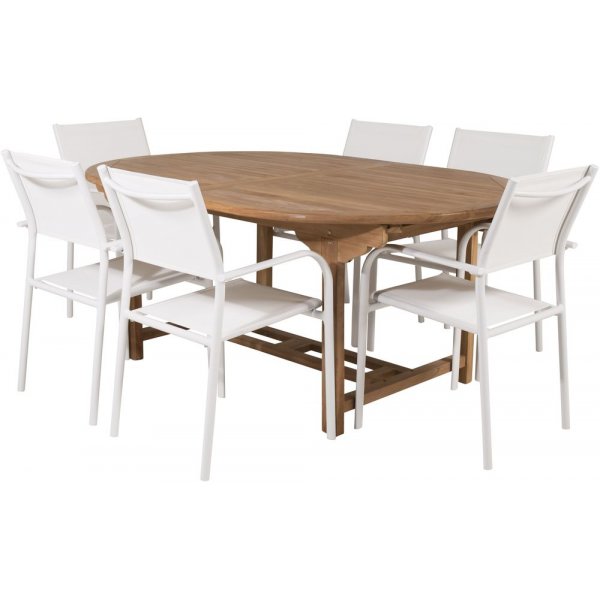 Bjuråker Spisegruppe (180x120) - Hvid/Natur - 6 Stole Bjuråker Spisegruppe (180x120) - Hvid/Natur - 6 Stole