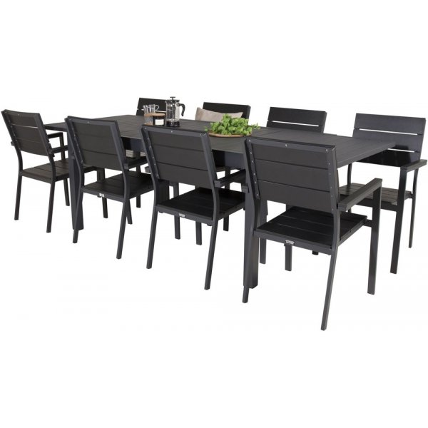 Holma Matgrupp (160x100) - Svart - 8 Stolar