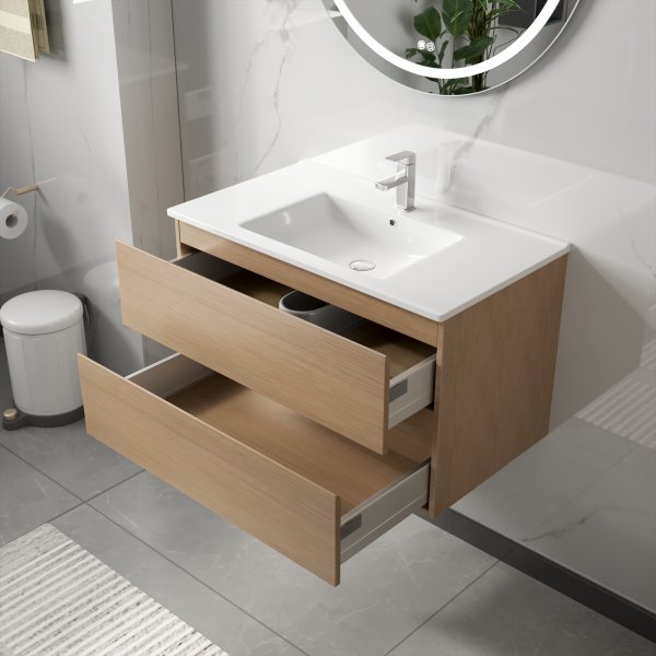 Badrumsmöbler Milan 80 cm - Ljust trä Badrumsmöbler Milan 80 cm - Ljust trä