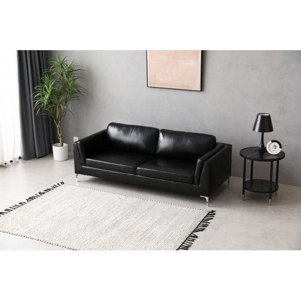 Soffa 3-sits svart PU - Cansas Soffa 3-sits svart PU - Cansas
