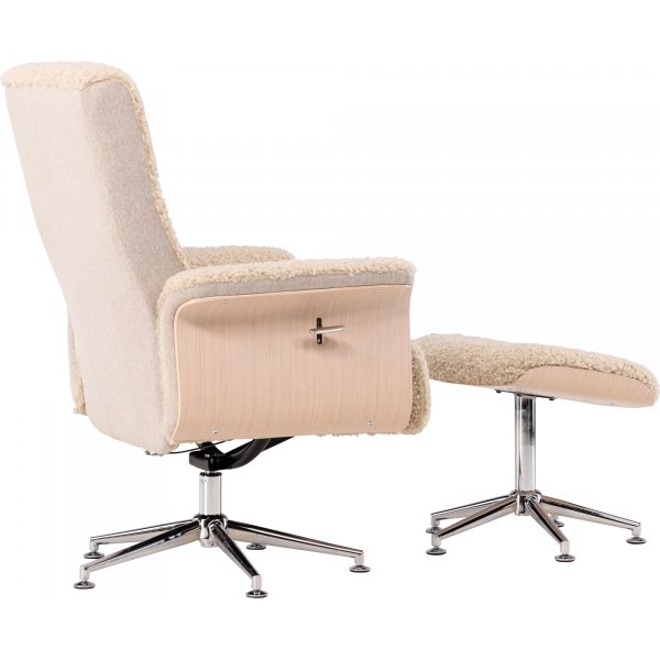 Fåtölj med fotpall Hagön - beige teddy whitewash Fåtölj med fotpall Hagön - beige teddy whitewash