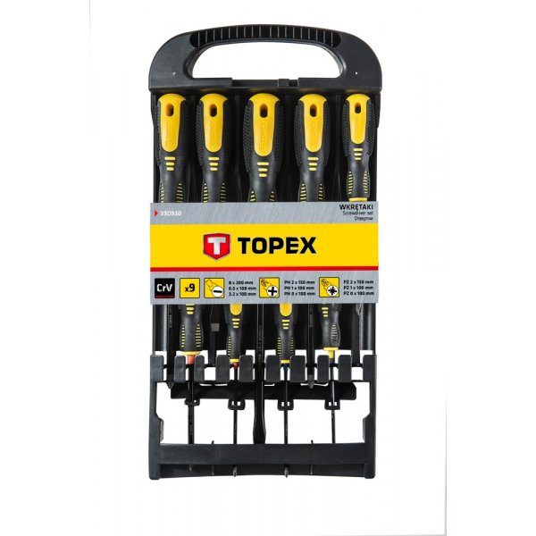 Ruuvimeisselisarja, 9 osaa (kelta-musta) Ruuvimeisselisarja, 9 osaa (kelta-musta)