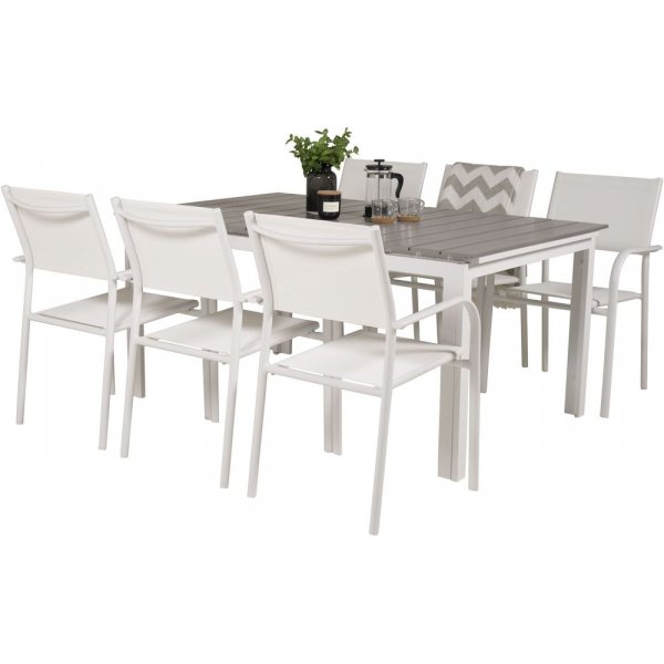 Prässebo Matgrupp (160x100) - Vit/Grå - 6 Stolar Prässebo Matgrupp (160x100) - Vit/Grå - 6 Stolar