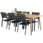 Charlottenberg Matgrupp (220x100) - Svart/Natur - 6 Stolar