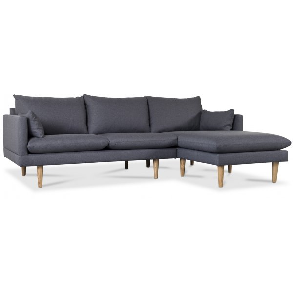 Kleo soffa med divan - M�rkgr�