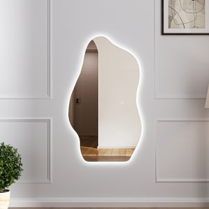 Stort spejl 120x70 cm | LED-belysning med lysdmper | Bianca