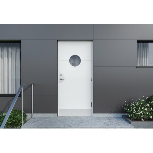 Ytterdörr Emilia - med runt glas Ytterdörr Emilia - med runt glas