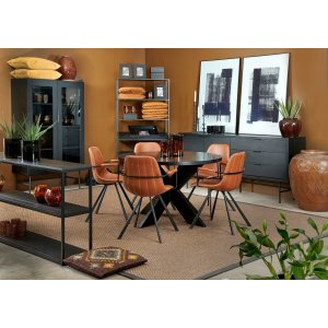 Seven runt matbord 120 cm - Svart Askfaner
