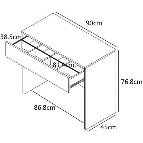 Sminkbord vitt med f�rvaring 90 cm bred