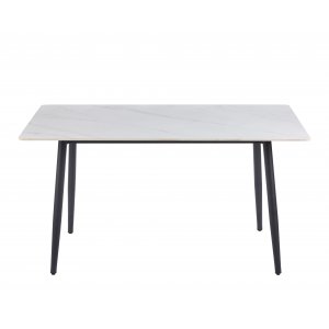 Inez matbord med keramisk vit matt marmor - 140x80 cm