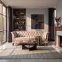 Beige Chesterfield 3-sits soffa Milton - Sammet, bredd 210 & djup 82 cm