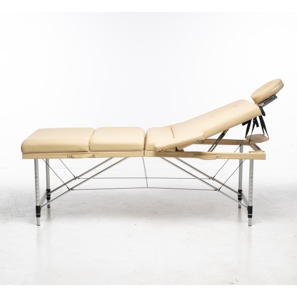 Massagebnk med metalben - 4 zoner - beige