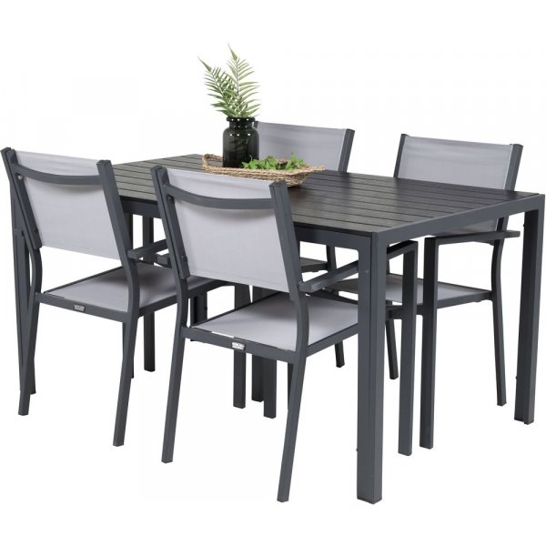 Ervalla Matgrupp (150x90) - Svart - 4 Stolar