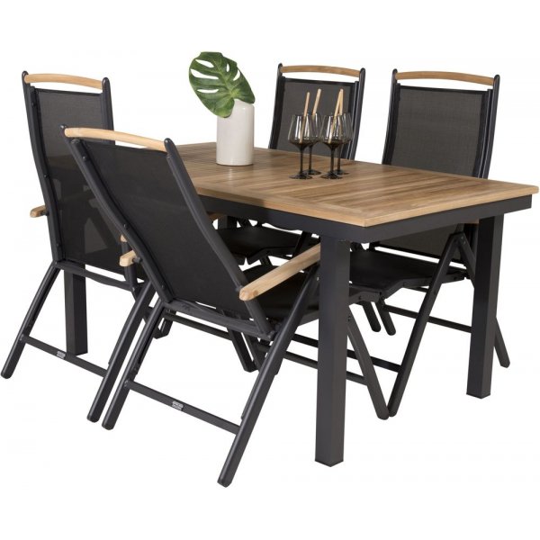 Dotorp Matgrupp (160x90) - Svart/Natur - 4 Stolar