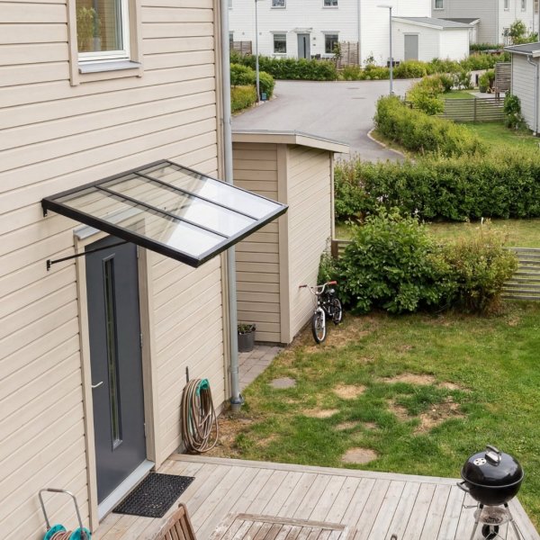 Entr�baldakin sort polycarbonat 90x140 cm - Tag over d�r