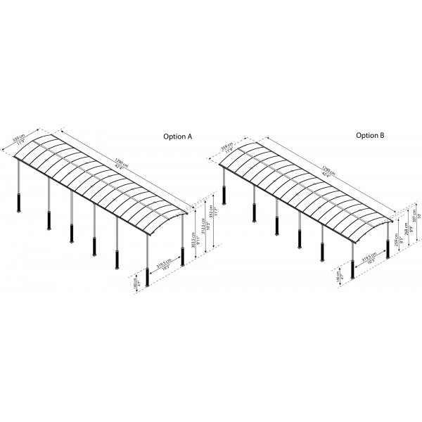 Canopia Alpine Carport i Metall För Husbil 3,6 x 13 - Grå Canopia Alpine Carport i Metall För Husbil 3,6 x 13 - Grå