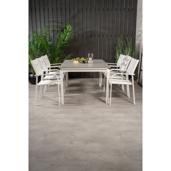 Prässebo Matgrupp (160x100) - Vit/Grå - 6 Stolar Prässebo Matgrupp (160x100) - Vit/Grå - 6 Stolar