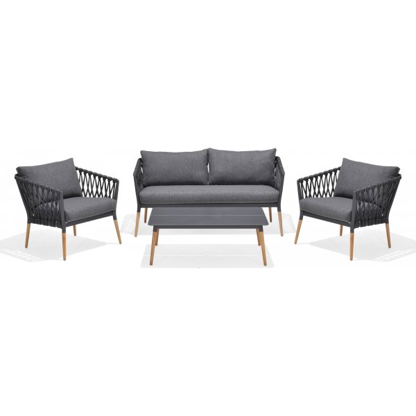 Lifestyle Garden Gartengruppe Ipanema mit Sofa, 2 Sesseln und Couchtisch - Grau / Teak / Olefin Lifestyle Garden Gartengruppe Ipanema mit Sofa, 2 Sesseln und Couchtisch - Grau / Teak / Olefin