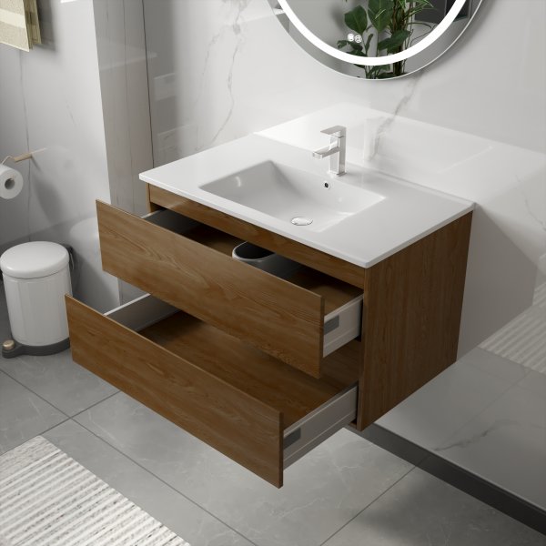 Kylpyhuonekalusteet Milan 80 cm - pähkinä + WC-paperin pidike Kylpyhuonekalusteet Milan 80 cm - pähkinä + WC-paperin pidike