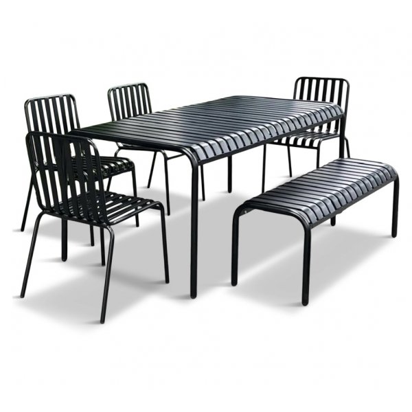 Särö udendørs gruppe; Spisebord med 4 stole og 1 bænk Särö udendørs gruppe; Spisebord med 4 stole og 1 bænk