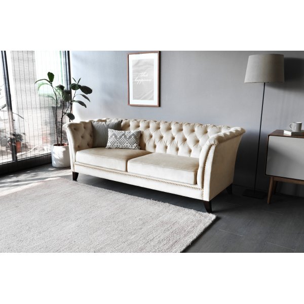 Soffa 3-sits Chesterfield beige - Milton Soffa 3-sits Chesterfield beige - Milton