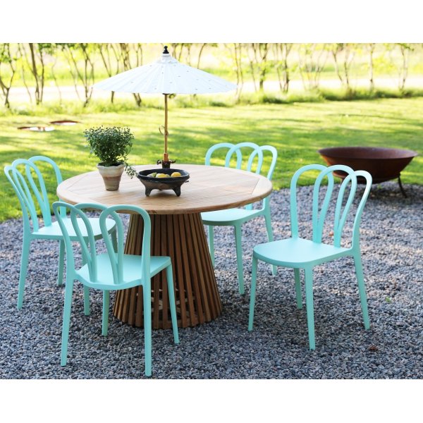 Spisegruppe Salt teak: Teakbord ca. 120 cm inkl. 4 Bally stole