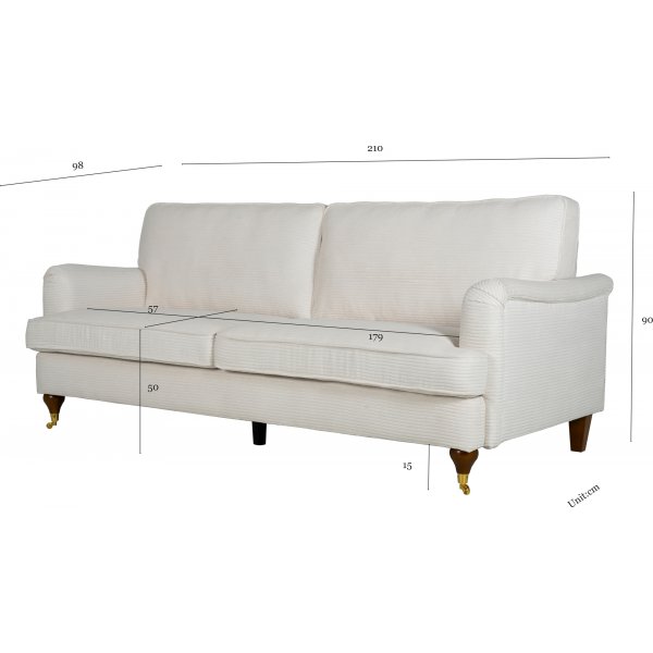 Howard 3-sits soffa - Beige manchester
