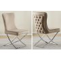 Stol med kromade ben - beige sammet - Luxury