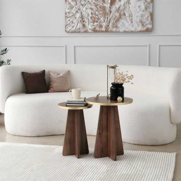 Mushroom sidobordset �30/40 cm - Guld/valn�t