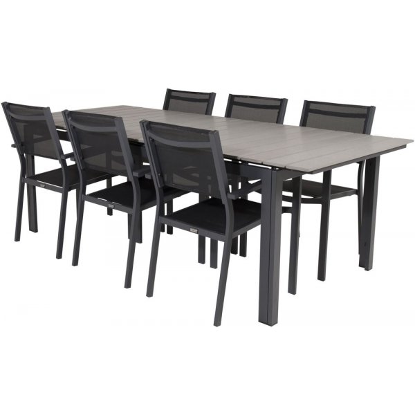 Prässebo Matgrupp (224x100) - Svart/Grå - 6 Stolar Prässebo Matgrupp (224x100) - Svart/Grå - 6 Stolar