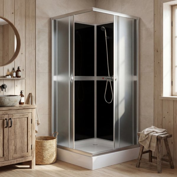 Duschkabin 90�90x195 cm | Vit bakglas & aluminiumprofil | Liris