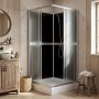 Duschkabin 90�90x195 cm | Vit bakglas & aluminiumprofil | Liris
