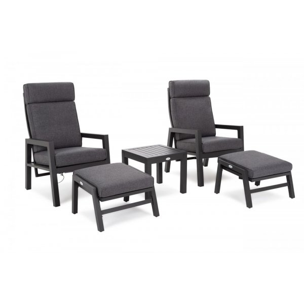 Solstol Morton med bord & fotpall - Mörkgrå/grå Solstol Morton med bord & fotpall - Mörkgrå/grå