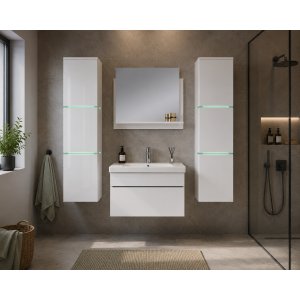 Badrumspaket 60 cm Vit med LED-belysning - Venice + Toalettpappersh�llare