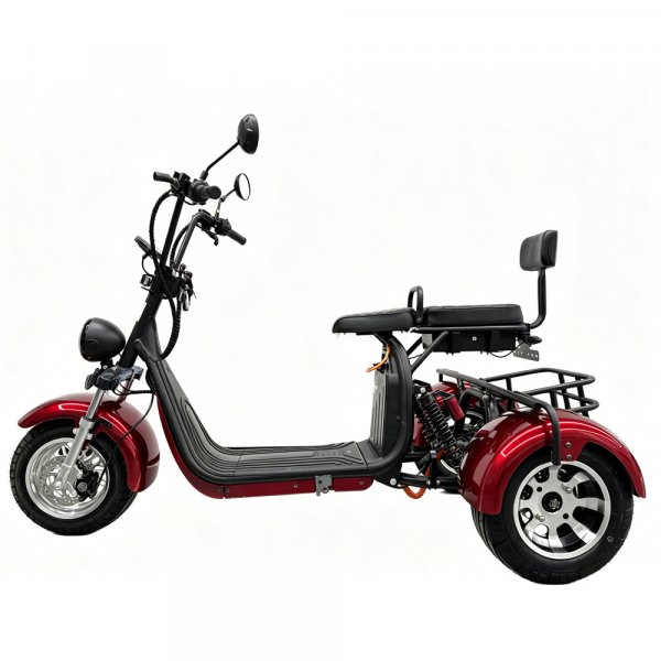 Elscooter trehjulig 2000W röd - Moped klass 1 el + Låskätting Elscooter trehjulig 2000W röd - Moped klass 1 el + Låskätting