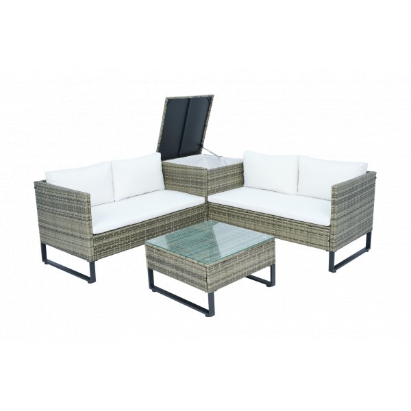 H�rnsoffgrupp konstrotting | Soffa med bord & dynbox | Gr�