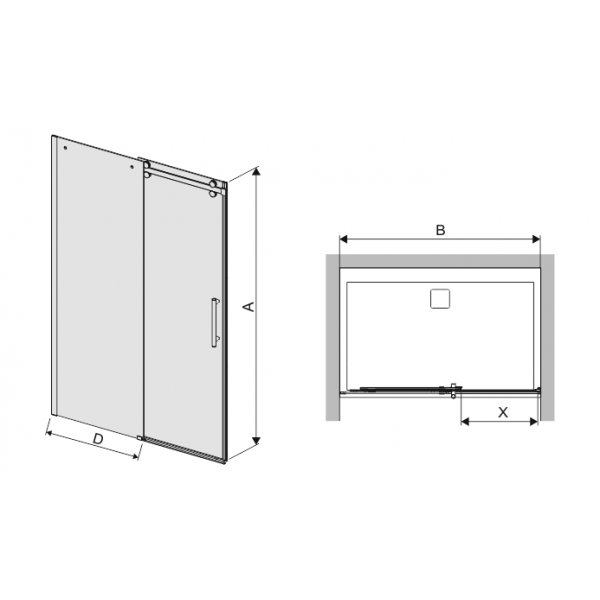 Skydedr til brusebad Altus - 8mm glas (mange strrelser)