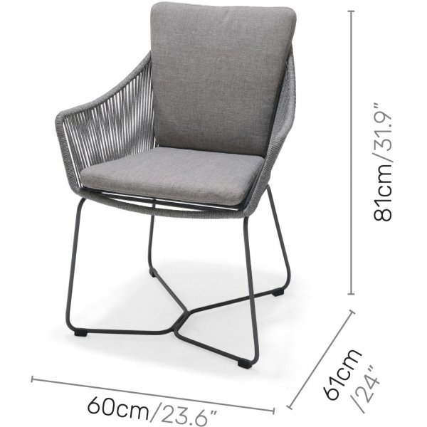 Lifestyle Garden Opal Gartengruppe mit 220 cm langem Esstisch und 6 Esszimmerstühlen - Grau / Rope + Textilimprägnierung für Outdoormöbel Lifestyle Garden Opal Gartengruppe mit 220 cm langem Esstisch und 6 Esszimmerstühlen - Grau / Rope + Textilimprägnierung für Outdoormöbel