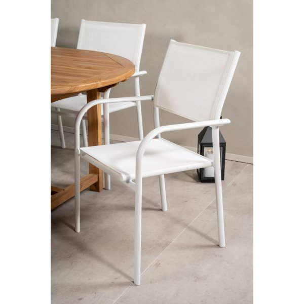 Bjuråker Spisegruppe (180x120) - Hvid/Natur - 6 Stole Bjuråker Spisegruppe (180x120) - Hvid/Natur - 6 Stole