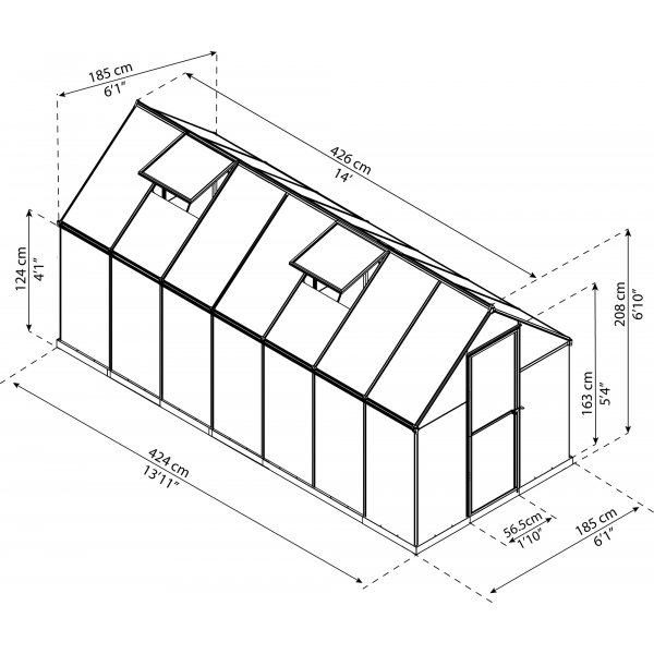 Canopia Mythos Polycarbonat Drivhus 7,9 m² - Sølv Canopia Mythos Polycarbonat Drivhus 7,9 m² - Sølv