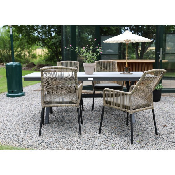 Ystad-Gestellstuhl - gedrehtes synthetisches Rattan/graues Kissen Ystad-Gestellstuhl - gedrehtes synthetisches Rattan/graues Kissen