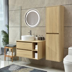 Badrumsm&ouml;bler Berlin Medium - Tr&auml; + Toalettpappersh&aring;llare