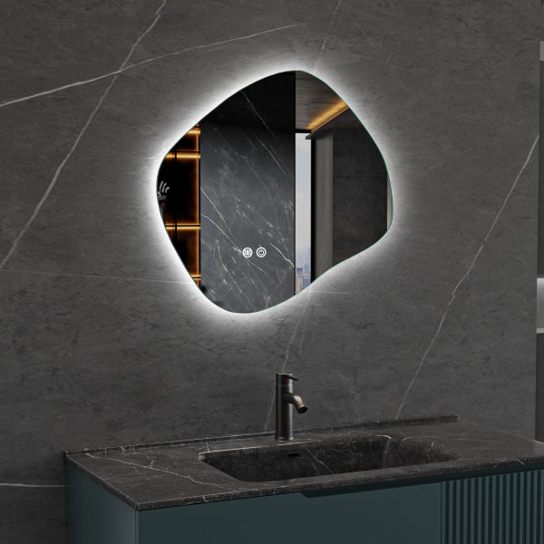 LED-spegel 80x72 cm med anti-fog och justerbar belysning