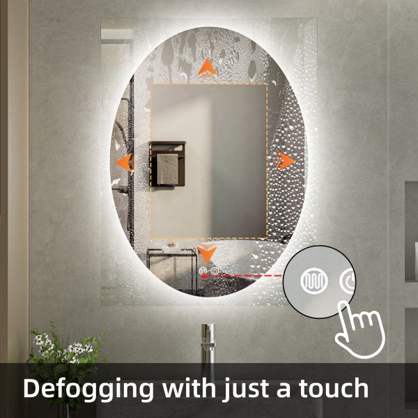 Spegel - Benevento | Oval | LED-belysning, dimbar & anti-fog