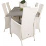 Ekens Matgrupp (160x90) - Vit/Gr - 6 Stolar