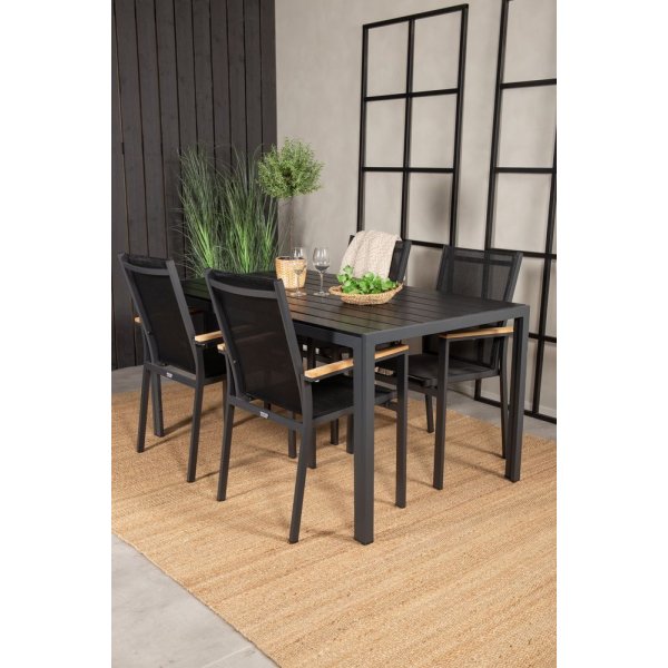 Ervalla Matgrupp (150x90) - Svart - 4 Stolar