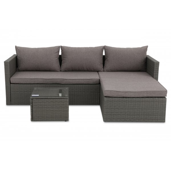 Loungegruppe - Östhammar | Graues Kunstrattan + Textilimprägnierung für Outdoormöbel Loungegruppe - Östhammar | Graues Kunstrattan + Textilimprägnierung für Outdoormöbel