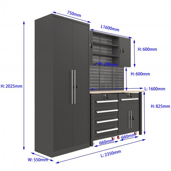 Garageindretning - komplet opbevaringssystem med 4 v�rkt�jstavler