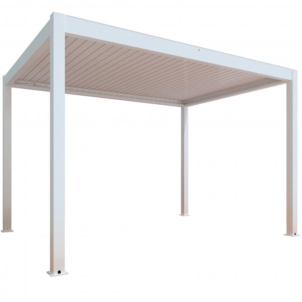 Motordriven Pergola 4x3m | Aluminium | Inbyggd LED belysning | Vit