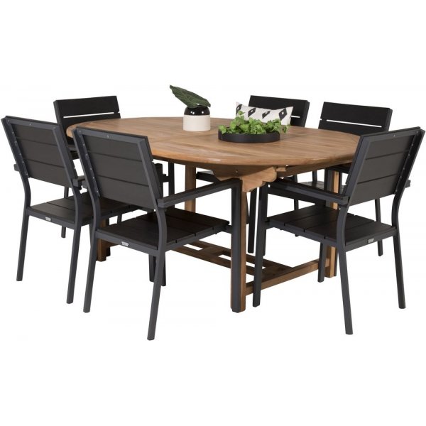 Bjuråker Matgrupp (180x120) - Svart/Natur - 6 Stolar Bjuråker Matgrupp (180x120) - Svart/Natur - 6 Stolar